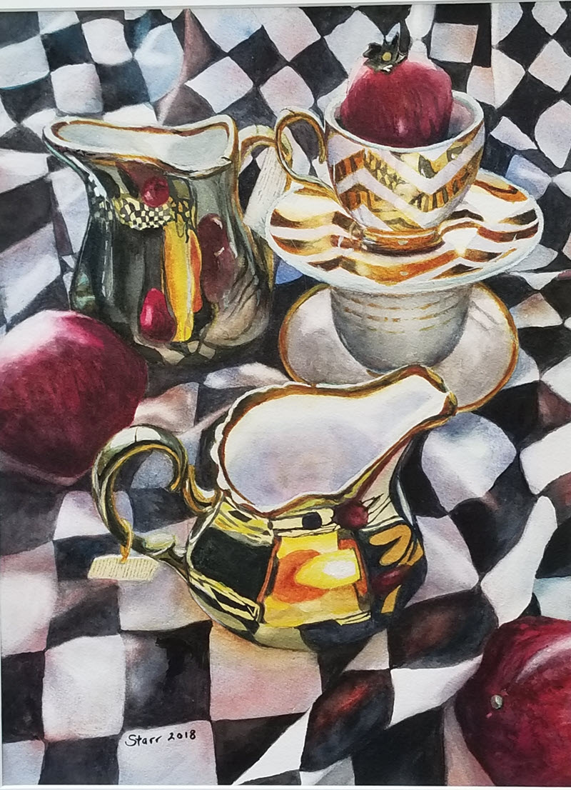 Teatime, a watercolor painting by Starr Winmill Shebesta